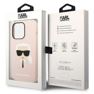 Оригинален твърд гръб KARL LAGERFELD Silicone Karl's Head KLHMP14LSLKHLP MagSafe - iPhone 14 Pro светлорозов - Img 8