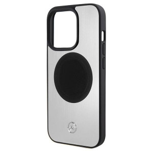 Оригинален твърд гръб MERCEDES Leather & Alu MagSafe - iPhone 15 Pro сребрист - Img 5
