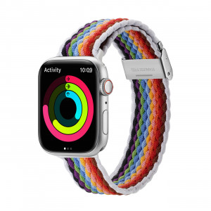 Плетена каишка DUX DUCIS Mixture II - Apple Watch 41mm Series 9 / 41mm Series 8 / 41mm Series 7 / 40mm Series 6 / 40mm SE / 40mm Series 5 / 40mm Series 4 / 38mm Series 3 / 38mm Series 2 / 38mm (1st gen) многоцветни райета - Img 1