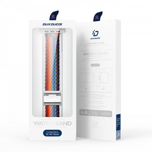 Плетена каишка DUX DUCIS Mixture II - Apple Watch 41mm Series 9 / 41mm Series 8 / 41mm Series 7 / 40mm Series 6 / 40mm SE / 40mm Series 5 / 40mm Series 4 / 38mm Series 3 / 38mm Series 2 / 38mm (1st gen) многоцветни райета - Img 5