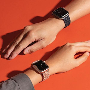 Плетена каишка UNIQ Aspen - Apple Watch 41mm Series 9 / 41mm Series 8 / 41mm Series 7 / 40mm Series 6 / 40mm SE / 40mm Series 5 / 40mm Series 4 / 38mm Series 3 / 38mm Series 2 / 38mm (1st gen) Braided DE розов цитрус - Img 3
