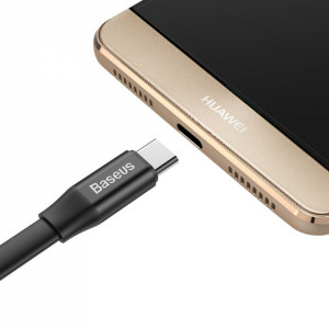 Плосък кабел за зареждане и данни със закопчалка BASEUS Nimble USB Type A към USB Type C 2A 0.23m (CATMBJ-01) черен - Img 5