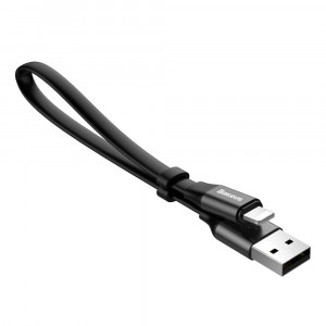 Плосък кабел за зареждане и данни със закопчалка BASEUS Nimble USB Type A към Lightning 2A 0.23m черен (CALMBJ-B01) - Img 3