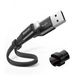 Плосък кабел за зареждане и данни със закопчалка BASEUS Nimble USB Type A към Lightning 2A 0.23m черен (CALMBJ-B01) - Img 13