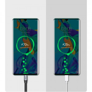 Плосък кабел за зареждане и данни BASEUS Simple HW USB Type A към USB Type C с бързо зареждане 3.0 5A 40W 0.23m (CATMBJ-BG1) сив - Img 12