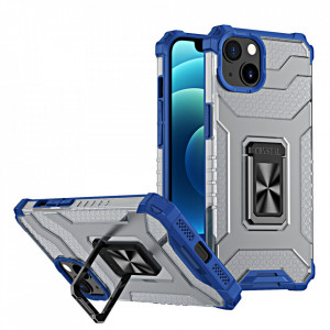 Подсилен гръб със стойка Crystal Ring - iPhone 12 mini син - Img 1