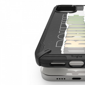 Подсилен гръб RINGKE Fusion X със силиконов бъмпер - iPhone 12 mini (Ticket band) черен - Img 7