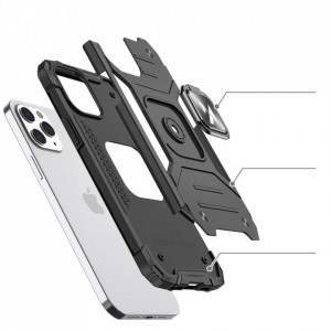 Подсилен гръб WOZINSKY Ring Armor със стойка - iPhone 13 mini син - Img 3