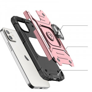 Подсилен гръб WOZINSKY Ring Armor със стойка - iPhone 14 розов - Img 4