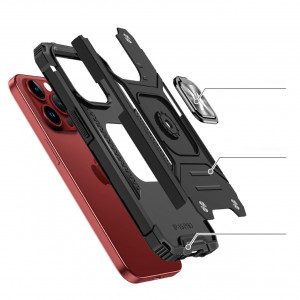 Подсилен гръб WOZINSKY Ring Armor със стойка - iPhone 15 Pro розов - Img 2