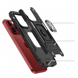 Подсилен гръб WOZINSKY Ring Armor със стойка - iPhone 15 Pro Max сребрист - Img 3