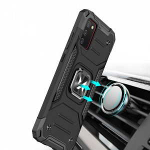 Подсилен гръб WOZINSKY Ring Armor със стойка - Samsung Galaxy A03s черен - Img 6