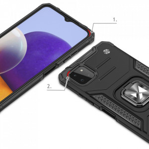 Подсилен гръб WOZINSKY Ring Armor със стойка - Samsung Galaxy A22 silver - Img 2