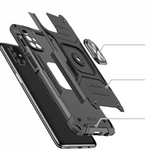 Подсилен гръб WOZINSKY Ring Armor със стойка - Samsung Galaxy M31s сребрист - Img 4