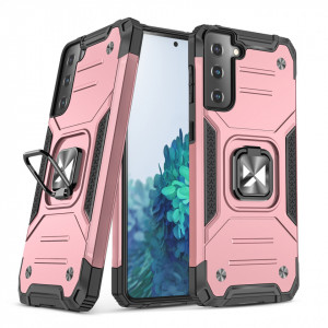 Подсилен гръб WOZINSKY Ring Armor със стойка - Samsung Galaxy S22 Ultra розов - Img 1