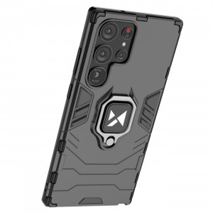 Подсилен гръб WOZINSKY Ring Armor със стойка - Samsung Galaxy S23 Ultra черен - Img 13