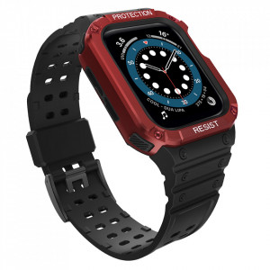 Подсилен калъф за корпус с каишка Protect - Apple Watch 41mm Series 9 / 41mm Series 8 / 41mm Series 7 / 40mm Series 6 / 40mm SE / 40mm Series 5 / 40mm Series 4 / 38mm Series 3 / 38mm Series 2 черен - Img 1