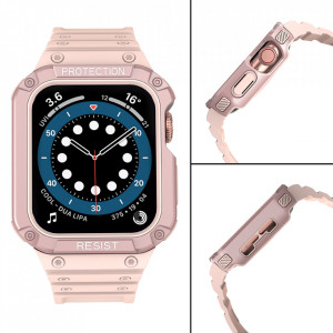 Подсилен калъф за корпус с каишка Protect - Apple Watch 41mm Series 9 / 41mm Series 8 / 41mm Series 7 / 40mm Series 6 / 40mm SE / 40mm Series 5 / 40mm Series 4 / 38mm Series 3 / 38mm Series 2 розов - Img 4