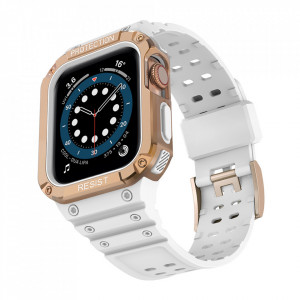 Подсилен калъф за корпус с каишка Protect - Apple Watch 41mm Series 9 / 41mm Series 8 / 41mm Series 7 / 40mm Series 6 / 40mm SE / 40mm Series 5 / 40mm Series 4 / 38mm Series 3 / 38mm Series 2 бял - Img 2