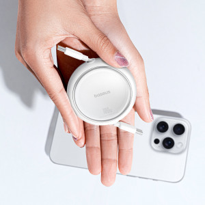 Прибиращ се кабел за зареждане и данни BASEUS Free2Draw Mini USB Type C към USB Type C 100W 1m бял - Img 9