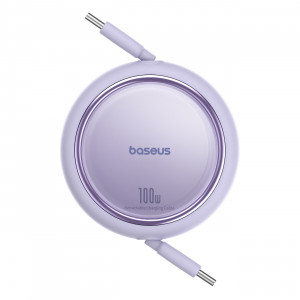 Прибиращ се кабел за зареждане и данни BASEUS Free2Draw Mini USB Type C към USB Type C 100W 1m лилав - Img 3