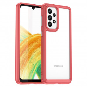 Прозрачен гръб с гел рамка Outer Space - Samsung Galaxy A33 5G червен - Img 1
