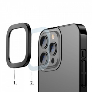 Прозрачен гръб с рамка BASEUS Glitter - iPhone 13 Pro Max черен - Img 8