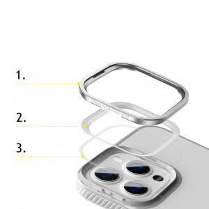 Прозрачен гръб с цветна рамка BASEUS Crystal - iPhone 13 Pro сив - Img 13