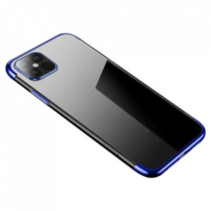 Прозрачен силиконов гръб с цветен кант Clear Color - iPhone 13 mini син - Img 1