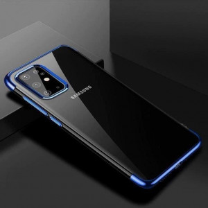 Прозрачен силиконов гръб с цветен кант Clear Color - Samsung Galaxy A72 син - Img 2