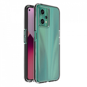 Прозрачен силиконов гръб с цветен кант Spring - Realme 9 5G / 9 Pro черен - Img 1