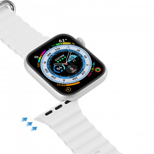 Силиконова каишка Dux Ducis OceanWave - Apple Watch 41mm Series 9 / 41mm Series 8 / 41mm Series 7 / 40mm Series 6 / 40mm SE / 40mm Series 5 / 40mm Series 4 / 38mm Series 3 / 38mm Series 2 / 38mm (1st gen) White - Img 8