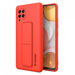 Силиконов гръб със стойка WOZINSKY Kickstand - Samsung Galaxy A42 5G червен - Img 1