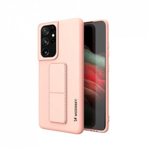 Силиконов гръб със стойка WOZINSKY Kickstand - Samsung Galaxy S21 Ultra 5G розов - Img 1