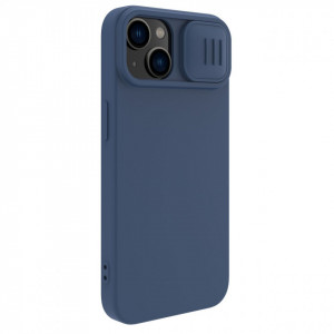 Силиконов гръб с подвижно покритие за камерата NILLKIN CamShield Silky Silicone - iPhone 14 Plus среднощно синьо - Img 6