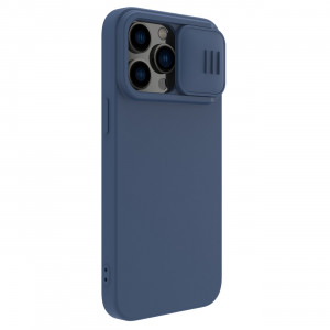 Силиконов гръб с подвижно покритие за камерата NILLKIN CamShield Silky Silicone - iPhone 14 Pro Max син - Img 4