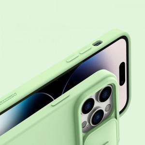 Силиконов гръб с подвижно покритие за камерата NILLKIN CamShield MagSafe - iPhone 14 Pro Max син - Img 14