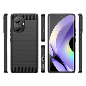 Силиконов гръб Carbon - Realme 10 Pro+ 5G черен - Img 3