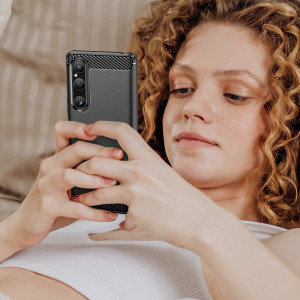 Силиконов гръб Carbon - Sony Xperia 1 V черен - Img 7