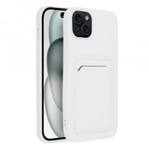 Силиконов гръб Card с портфейл за документи - iPhone 15 Pro бял - Img 2