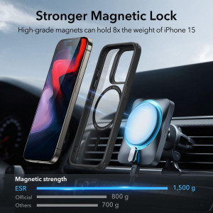 Силиконов гръб ESR Classic Hybrid Halolock MagSafe - iPhone 15 Pro Max прозрачен / черен - Img 8