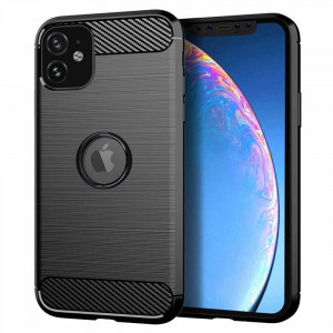 Силиконов гръб FORCELL Carbon - iPhone 12 mini черен - Img 1