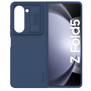 Силиконов калъф с подвижно покритие за камерата NILLKIN CamShield Silky Silicone - Samsung Galaxy Z Fold5 тъмносин - Img 6