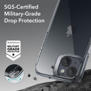 Стъклен гръб с подсилени силиконови ръбове ESR Ice Shield - iPhone 15 Plus прозрачен - Img 6