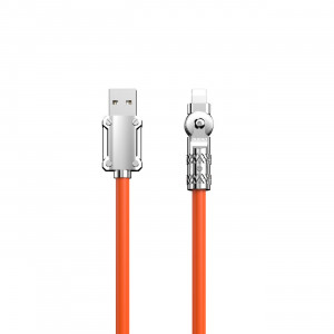 180° кабел за зареждане и данни DUDAO USB Type A към Lightning 30W 1m оранжев - Img 1