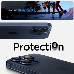 2 бр. протектор за камера SPIGEN Optik TR Ez Fit - iPhone 14 Pro / Pro Max / 15 Pro / Pro Max Titanium Blue - Img 8