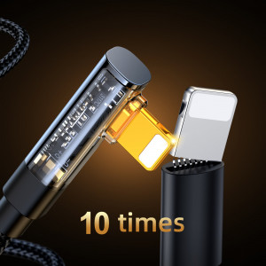 90° кабел за зареждане и данни с оплетка JOYROOM USB Type C към Lightning с бързо зареждане 20W 1.2m черен (S-CL020A6) - Img 10
