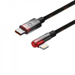 90° кабел за зареждане и данни BASEUS MVP 2 USB Type C към Lightning с бързо зареждане 20W 1m черен / червен - Img 3