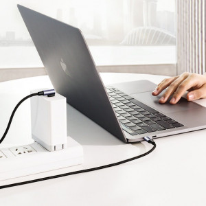 90° кабел за зареждане и данни UGREEN USB Type C към USB Type C Power Delivery 60 W 20 V 3A 2m черен / сив (US255 50125) - Img 7