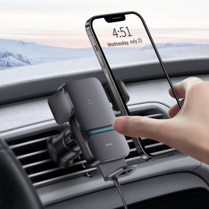 Baseus Wisdom induction charger car phone holder on the grill черен (CGZX000001) - Img 13